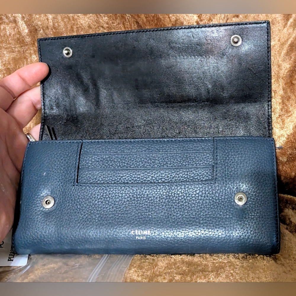 Celine Elegant Navy Blue Goatskin Leather Piece - Picture 4 of 14